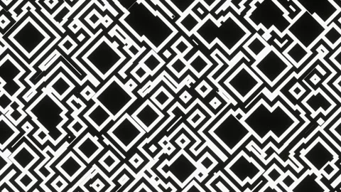 Black and white rectangular shapes in animation. Kaleidoscope of fractal pattern Video stock 247235940
