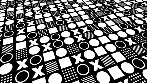 Black and white repeating pattern of geometric shapes abstract background Stock Footage 234001765