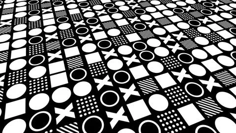 Black and white repeating pattern of geometric shapes abstract background Illustrazione stock