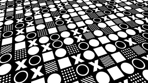 Black and white repeating pattern of geometric shapes abstract background Illustrazione stock