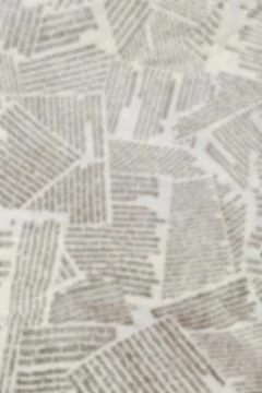 Black and white repeating torn newspaper background. Continuous pattern left, Fotos de archivo