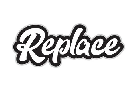 Black and white replace hand written word text for typography logo design 스톡 일러스트