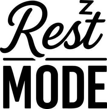 Black and white rest mode logo design with stylized typography Illustrazione stock