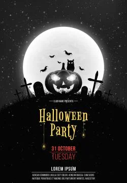 Black and white Retro background for Halloween party. Cartoon pumpkin in the 스톡 일러스트