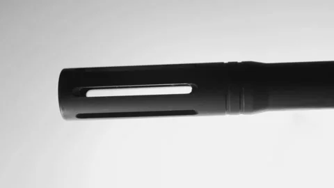 Black and White Rifle Muzzle Stock Footage 138454157