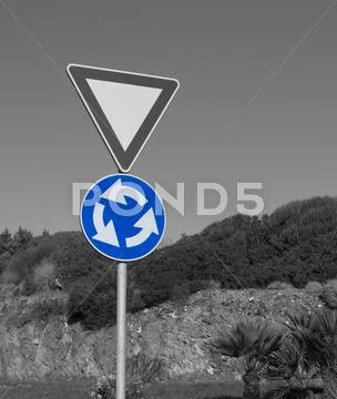 Black and white road sign Stock Photos