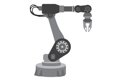 Black and White robot Arm. Vector illustration isolated on white background. Stock Illustration
