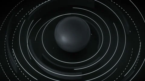 Black and white rotating circle elements seamless loop 3D render animation Stock Footage 162876766