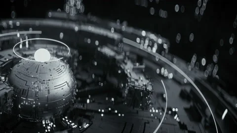 Black and white rotating mech construction seamless loop 3D render animation Stock Footage 119219475