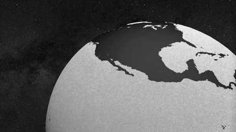 Black and white rotating planet close up Vidéo 88454826