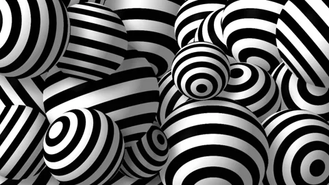 Black and white rotating striped balls loopable motion background Stock Footage 161644153