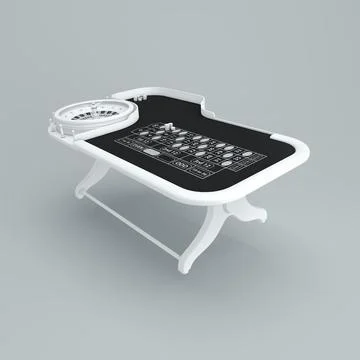 Black and White Roulette Table on a Gray Studio Background. 3D render. Illustrazione stock