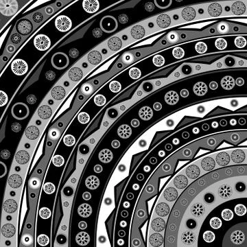 Black and white round background with ethnic motifs Stock Illustration
