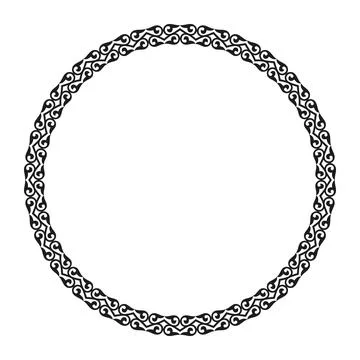 Black and white round frame. Traditional round Turkic ornament. Oriental black Stock Illustration
