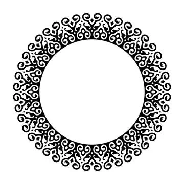 Black and white round frame. Traditional round Turkic ornament. Round frame  Illustrazione stock