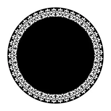 Black and white round frame with oriental ornaments. Islamic Asian ornament fram Illustrazione stock