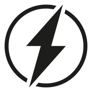 Black and white rounded lightning silhouette Stock Illustration