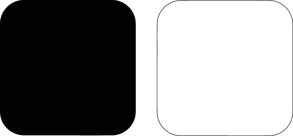 Black and white rounded square icons vector Stock Illustration