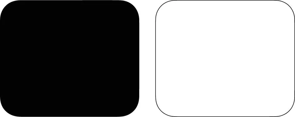 Black and white rounded square button vector Stock Illustration