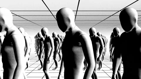Black and White Rows Of Clones Video stock 273581561