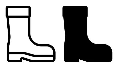 Black and White Rubber Boot Icons for Seasonal Weather and Fashion Use イラスト素材