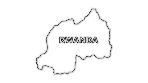 Black and White Rwanda Map Outline Minimalist Monochrome Illustration Stock Illustration