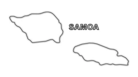 Black and White Samoa Map Outline Minimalist Monochrome Illustration Illustrazione stock