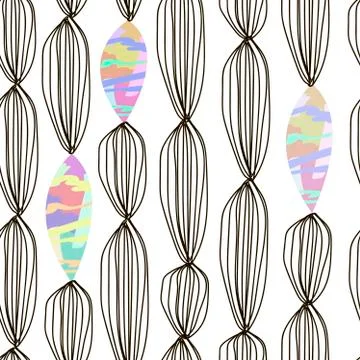Black and white Scandinavian pattern with multicolored elements, abstract Stock Illustration