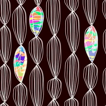 Black and white Scandinavian pattern with multicolored elements, abstract Stock Illustration