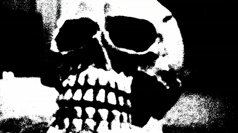 Black and White Scary Skeleton Skull 1 Stock Footage