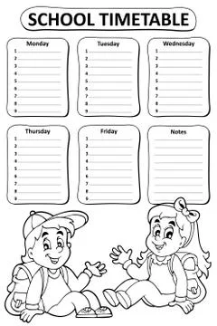 Black and white school timetable theme - eps10 vector illustration. Stock Illustration