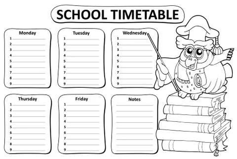 Black and white school timetable theme - eps10 vector illustration. Stock Illustration