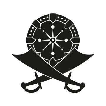 Black and white scimitar shield Illustrazione stock