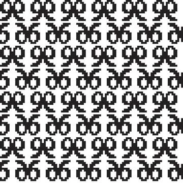 Black and White Scissors Ribbons Knitting Grid seamless pattern design Stock Illustration