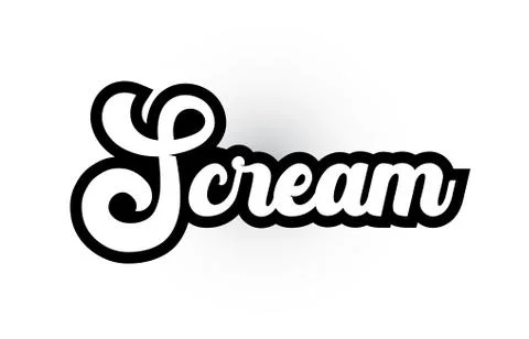 Black and white Scream hand written word text for typography logo icon design Stock Illustration