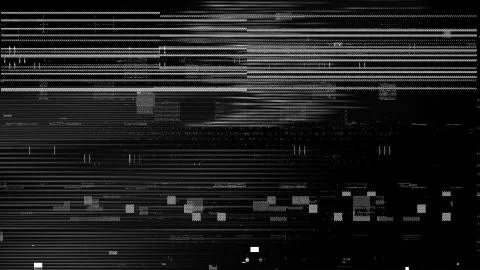 The black and white screen of the device having white stripes of glitch and 스톡 일러스트