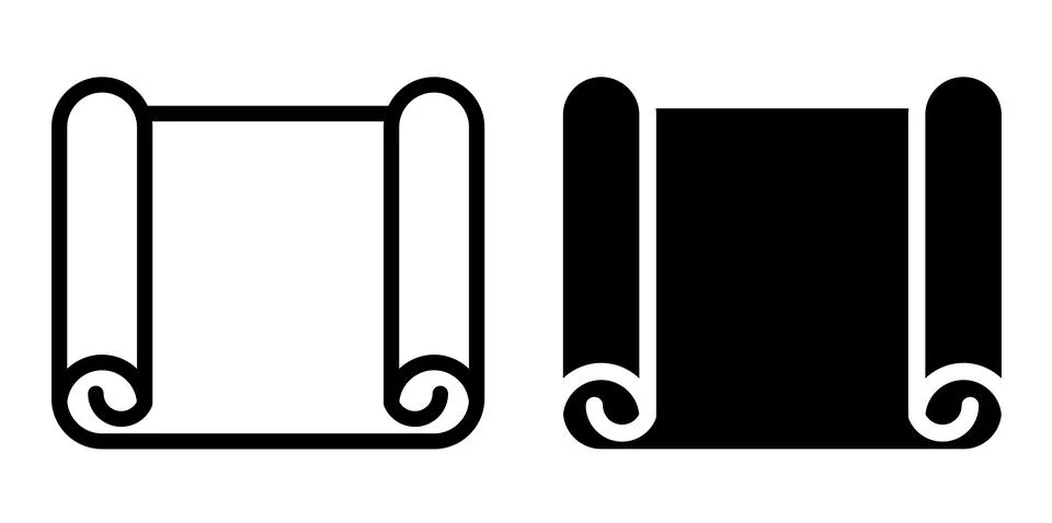 Black and White Scroll Icon Design for Graphic and Logo Applications Stock Illustration
