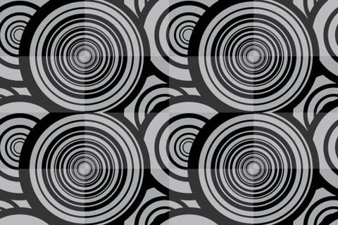 Black and white seamless background with circles Stock Illustration