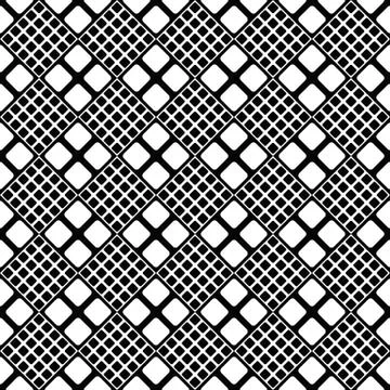 Black and white seamless diagonal rounded square pattern background Stock Illustration
