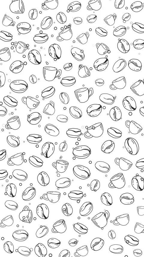 Black and white seamless pattern with coffee cups and beans. Stock Footage 319021028
