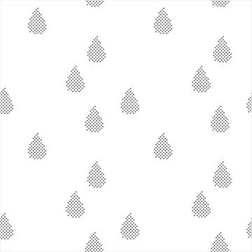 Black and white seamless pattern with halftone raindrops Illustrazione stock