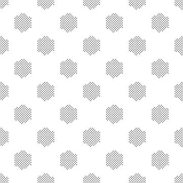 Black and white seamless pattern with halftone hexagons Illustrazione stock