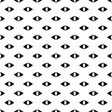 Black and white seamless pattern with evil eyes Stock Illustration