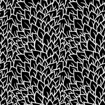 Black and white seamless pattern. Graphic ornament. Floral stylish background Illustrazione stock