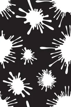 Black and white seamless pattern whit paint blot drops for your design. Stock Illustration