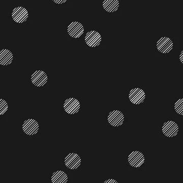 Black and white seamless pattern with hatched dots. Stylized bokeh / snowfall Stock Illustration