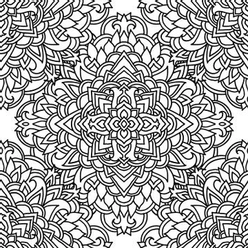 Black and white seamless pattern. Mandala asian background. Vector indian Stock Illustration