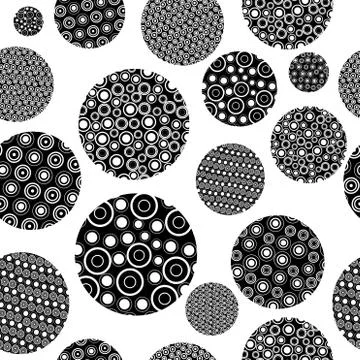 Black and white seamless pattern with round shapes Stock Illustration