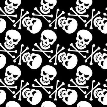 Black and white seamless pattern with skulls Stock Illustration