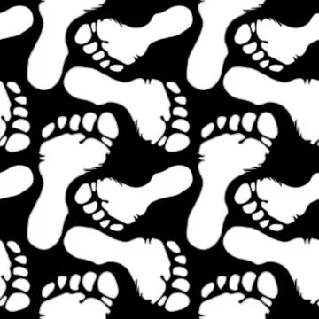 Black and white seamless pattern with footprints Stock Illustration